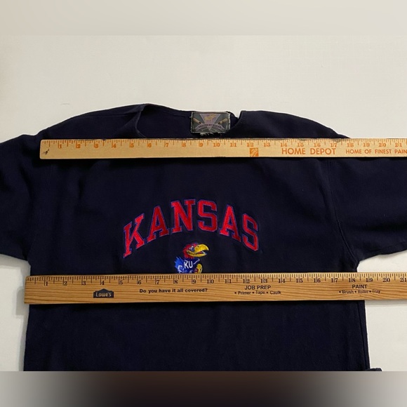 Cheyenne River KANSAS JAYHAWKS NAVY BLUE ARCH MASCOT T SHIRT - Picture 6 of 7
